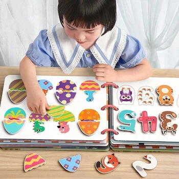 Montessori Busy Book for Kids Toddlers Educational Toys Baby Diy Paste Quiet Book Children Animals Numbers Matching Puzzles Toys 1