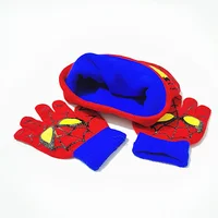 2Pcs Disney Anime Spiderman Winter Knitted Hat And Gloves Set For Boy Girl Outdoor Warm Baby Knit Hats Kids Cartoon Beanies Hat 2