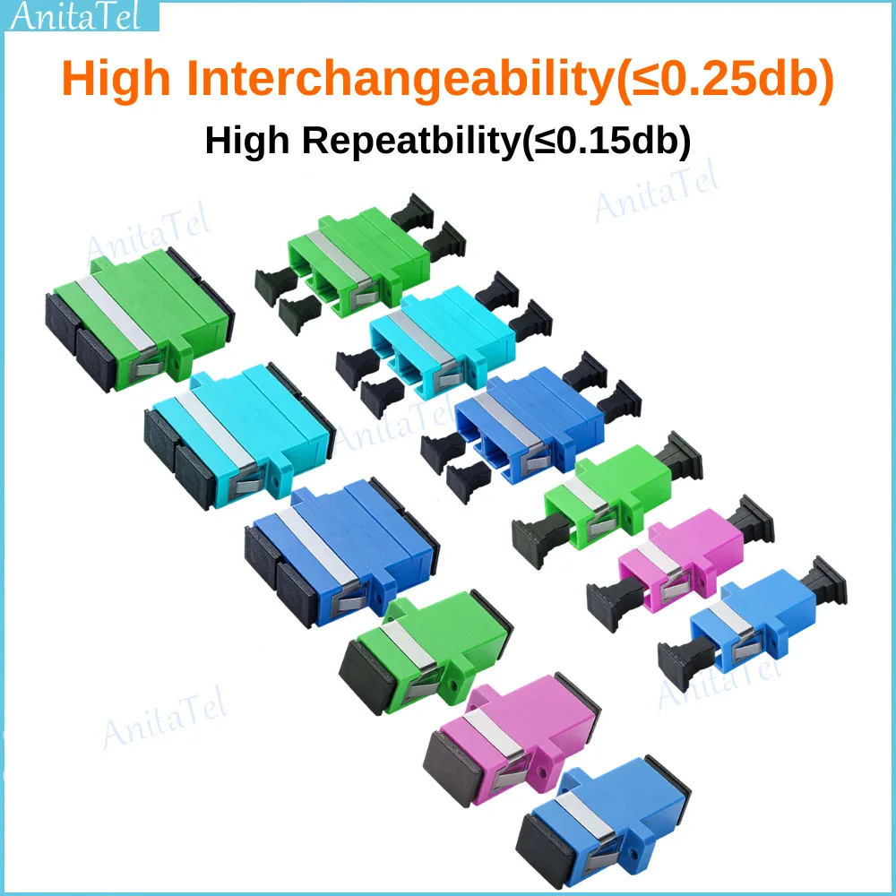 

SC to SC UPC/APC/OM3/OM4 Couplers, Duplex Fiber Optical Adapters Cable Connectors SM MM Fiber Simplex Flange Ftth Adapter 10 pcs