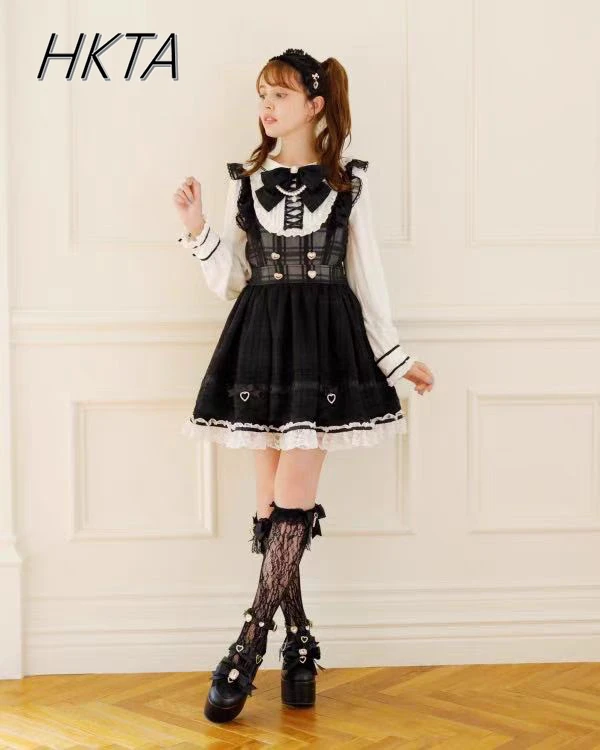 Japanese Liz Dress Women Mine Series Mass-produce Slim-fitting Maid Lolita Dresses Spring New Doll Collar Long-sleeve Dress