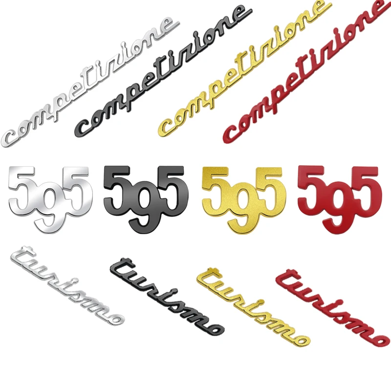 595 Emblema In Metallo Adesivo Per Auto Badge Decal Body Trunk Decor Per Abarth Competizione Turismo Spider 695 Panda Fiat 500 Styling