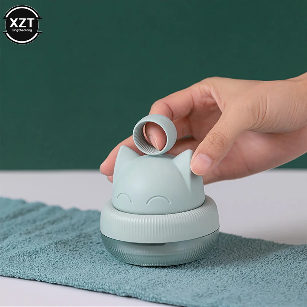 Mini Electric Ball Trimmer Cute Cat Shape Portable USB Charging Household Clothing Scraping and Absorbing Hair Ball Artifact