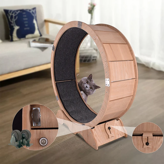 Natural Wood Cat Running Wheel: A Fun and Functional Indoor Training Wheel