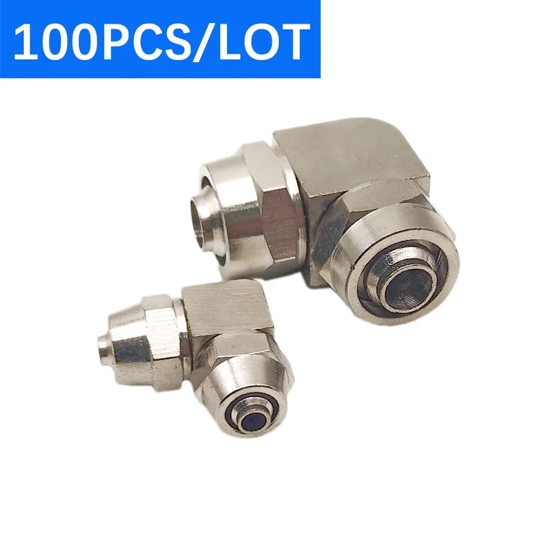 

100Pcs KLV4-16 Pneumatic Air Fast Twist angle FittingsCopper Plated Nickel Fast Connection Pneumatic Fitting Air Quick Connector