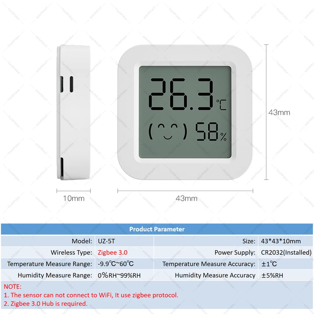 Zigbee 3.0 Temperatur- und Feuchtigkeitssensor Unterstützt HA (Home Assistant), Alexa, Yandex, ZHA und Zigbee2MQTT – Detail 1