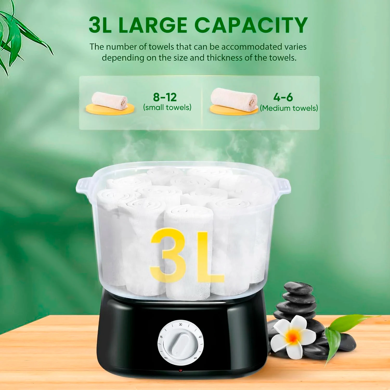 Hot Towel Warmer Steamer Fast Heating 202 &deg;F Wet Towel Warmer Heater For Spa Salon Stone Massage Face Shaving Home Use
