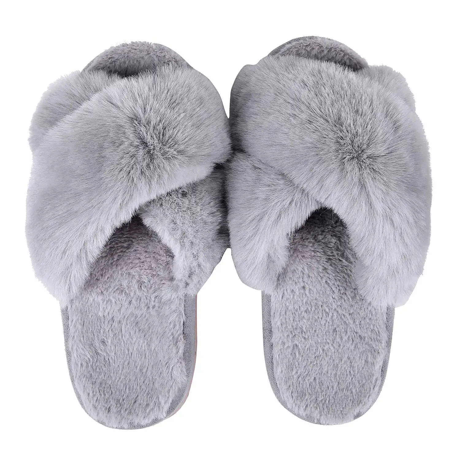 Buy Women's Fuzzy Fluffy Furry Fur Slippers Flip Flop Winter Warm