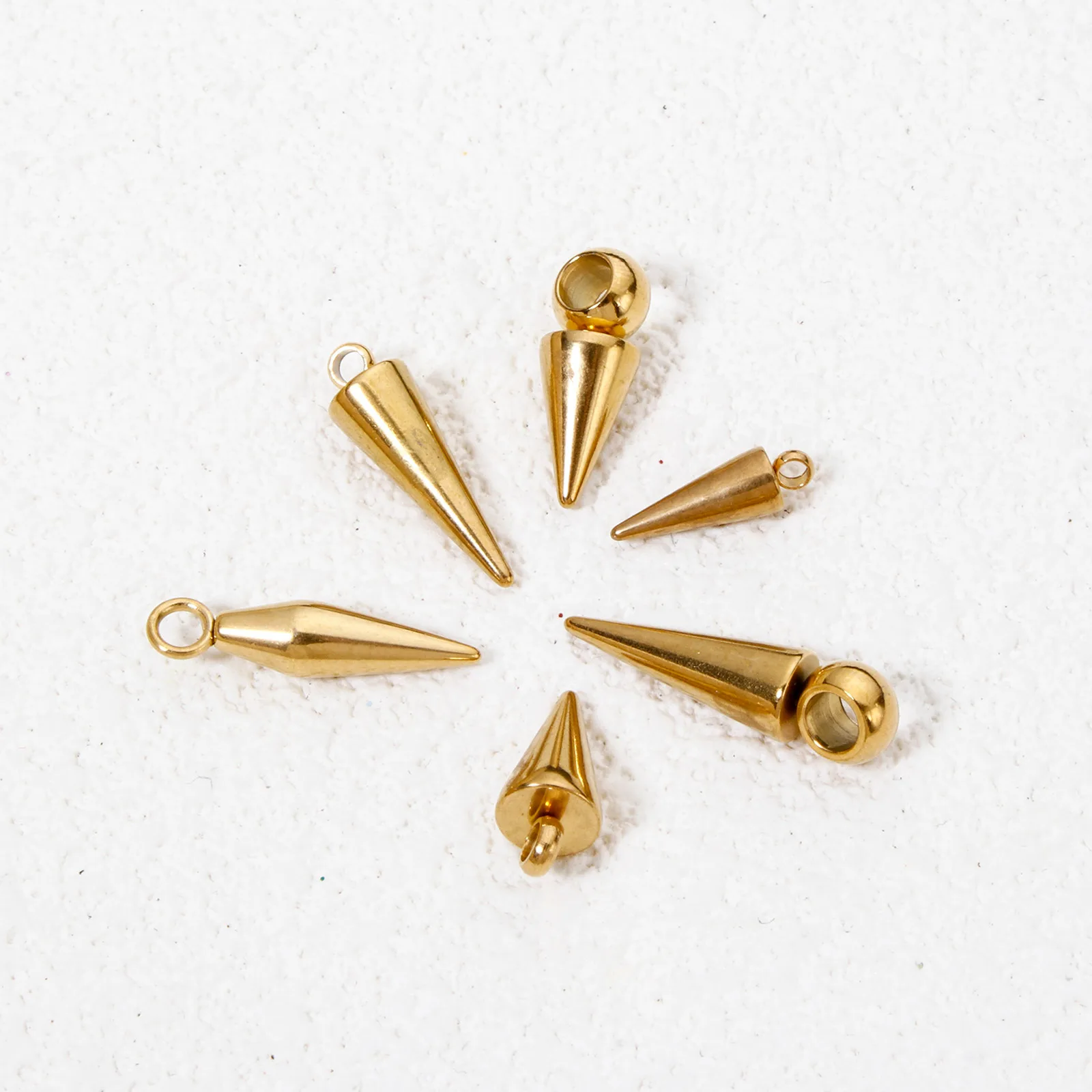 10 Stück 304 Edelstahl Kegel Charms Anhänger Retro Bullet Spike Perlen für Frauen Mann Creolen Ohrring Halskette Schmuckherstellung – Detail 5