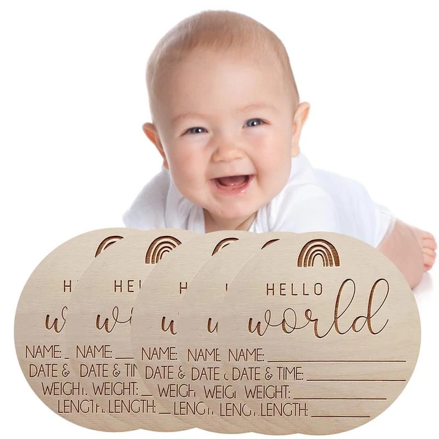 Panneau d'annonce de naissance de nouveau-né, panneaux d'arrivée de bébé en  bois pour les tout-petits, Hello World, accessoire photo arc-en-ciel, 4 po  - AliExpress