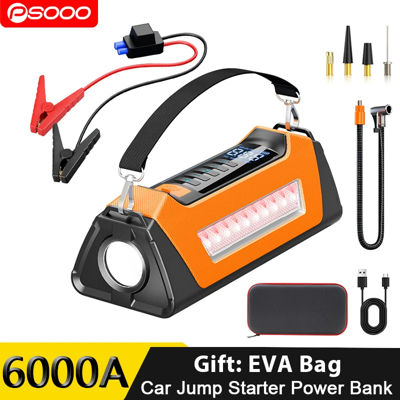 3000A/6000A Jump Starter 100000mAh Power Bank 4 In 1 Portable 12V Auto Starting Device Emergency Car Battery Starter PSOOO