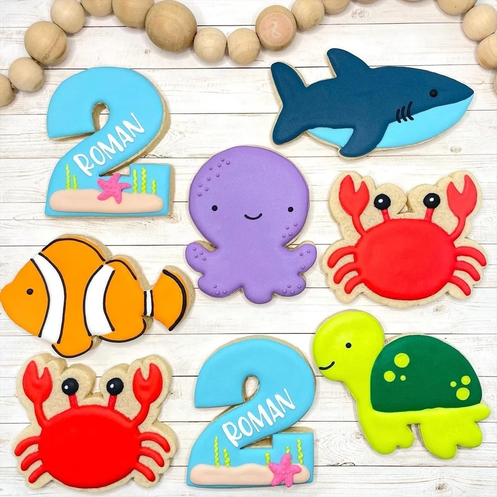 Sea Animal Cookie Molds 1pc Shark Crab Starfish Biscuit Bread Cutter for Under The Sea Birthday Party Supplies DIY Baking Tools cookie cutter,baking mold,cookie mould