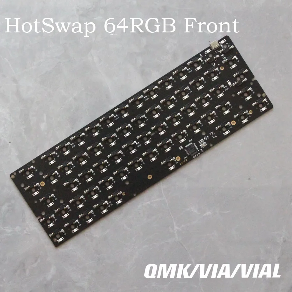 Hot-Swap 64RGB Front Mechainical Keyboard PCB Compatibal GH60 DK64 South RGB QMK VIA/VIAL