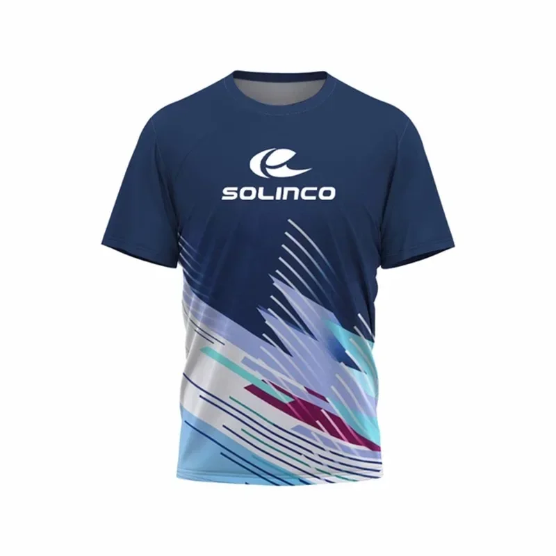 

Fashion Tennis Training Clothing 3D Gradient Printed T Shirt For Men Outdoor Badminton Sportswear Summer Loose Short Sleeve Tops