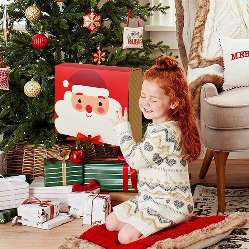 Large Christmas Gift Packaging Box Santa Claus Candy Cookie Box 2024 Christmas Decoration for Home Xmas Noel New Year Party 2025