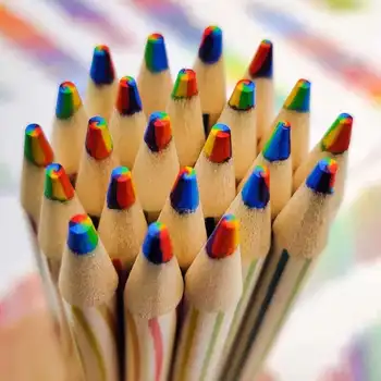 1 pezzo creativo arcobaleno 7 colori matita rotonda cancelleria scuola forniture per ufficio premio studente Kawaii semplice