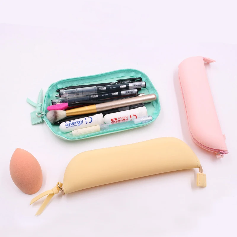 Silicone Makeup Brush Storage Bag Waterproof Eyebrow Pencil Box Travel Holder Portable Cosmetic Bag for Women Multipurpose 3