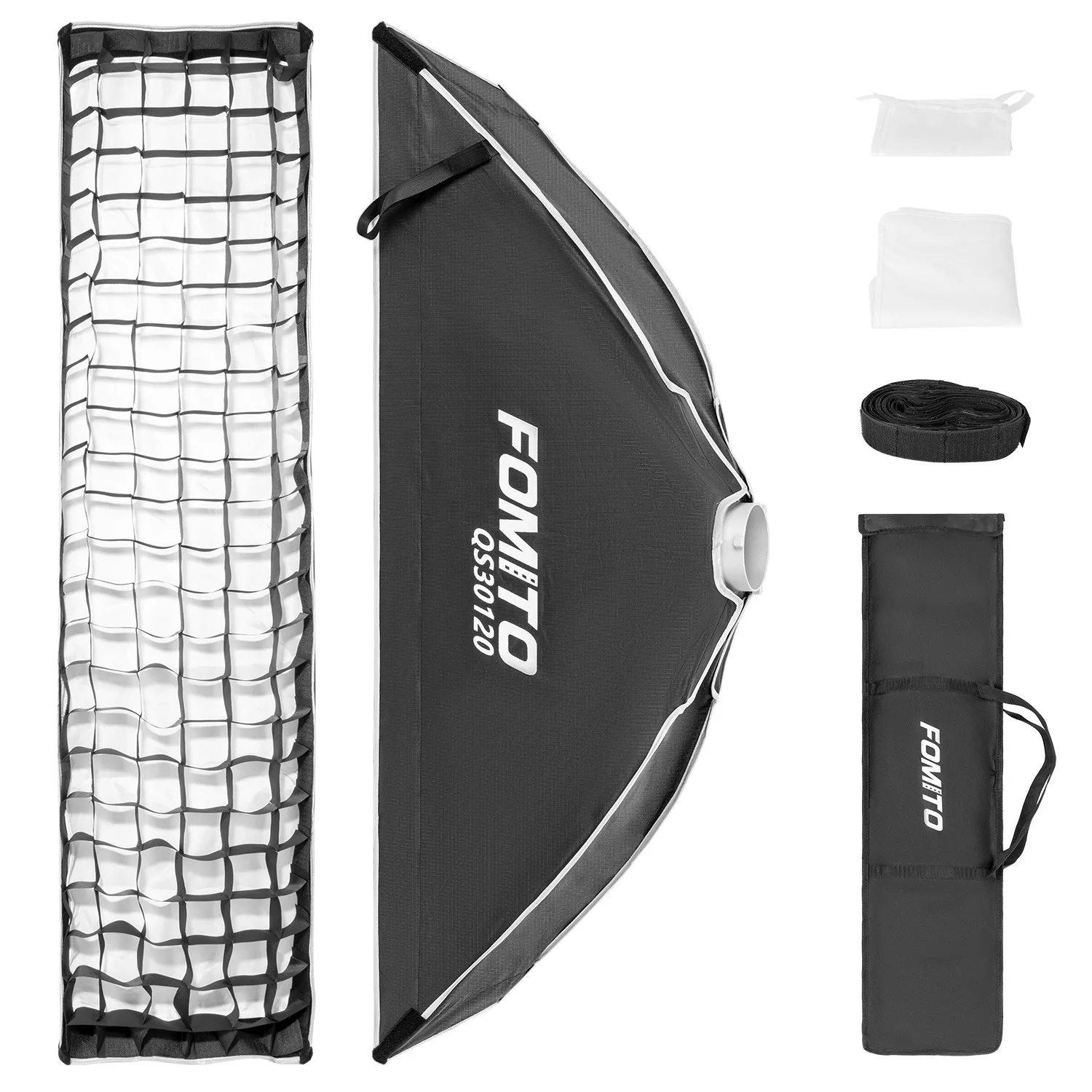 FOMITO 35cm*160cm 직사각형 소프트박스 허니콤 그리드 퀵 릴리즈 보웬스 마운트 소프트박스 포토 스튜디오 플래시 램프용