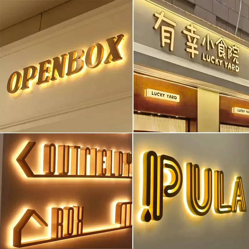 맞춤형 LED 조명 간판 3D 금속 문자 비즈니스 로고 백라이트 간판 채널 매장 간판 (야외용, 드롭쉬핑 가능)