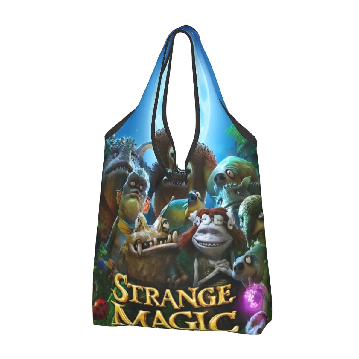 

Custom Animation Strange Magic Shopping Bags Women Portable Large Capacity Groceries Shopper Tote Bags