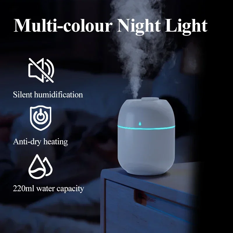 HUITAI 220ML Mini Aroma Diffuser USB Essential Oil Atomizer Electric Air Humidifier With LED Night Lamp For Home Car