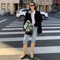 Femmes décontracté lâche Blazers mode polyvalent haute rue à manches longues petit costume veste femme printemps automne conception Blazer manteau 4