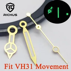 Elegant Silver/Gold/Rose Gold Watch Hands with Green Luminous Finish - Premium Quartz Accessory (Gold hands2)