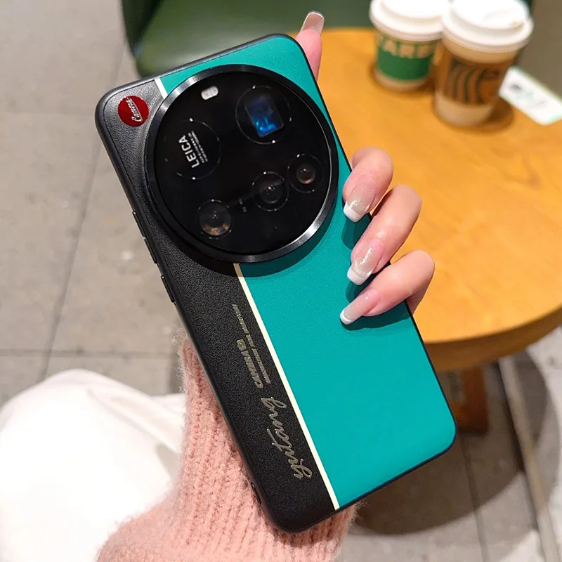 Luxury Leather Texture Fluorescence Color Block Shockproof Bumper Case - Hard Back Cover