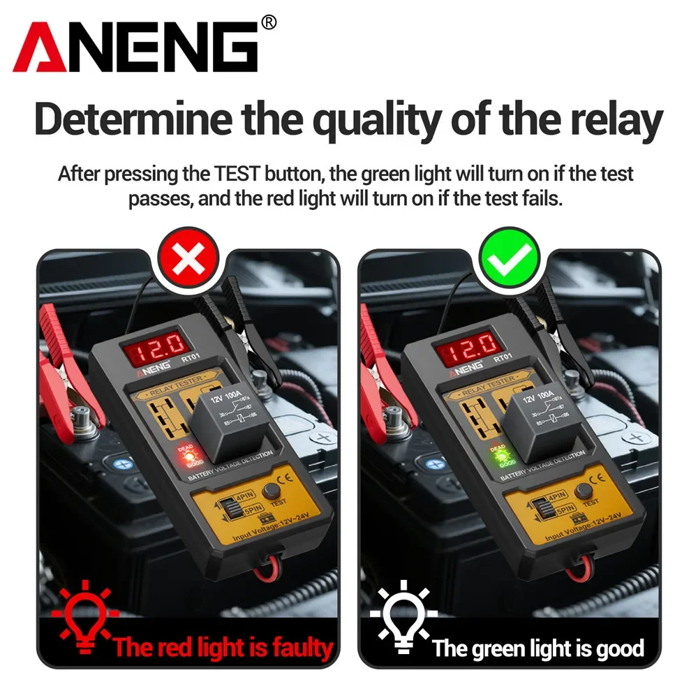 자동차 전기 기술자 키트 브레이크 유체 테스터 자동차 릴레이 전압 테스터 12V/24V 릴레이 감지기 4/5 핀 브레이크 오일 분석기 테스트 도구