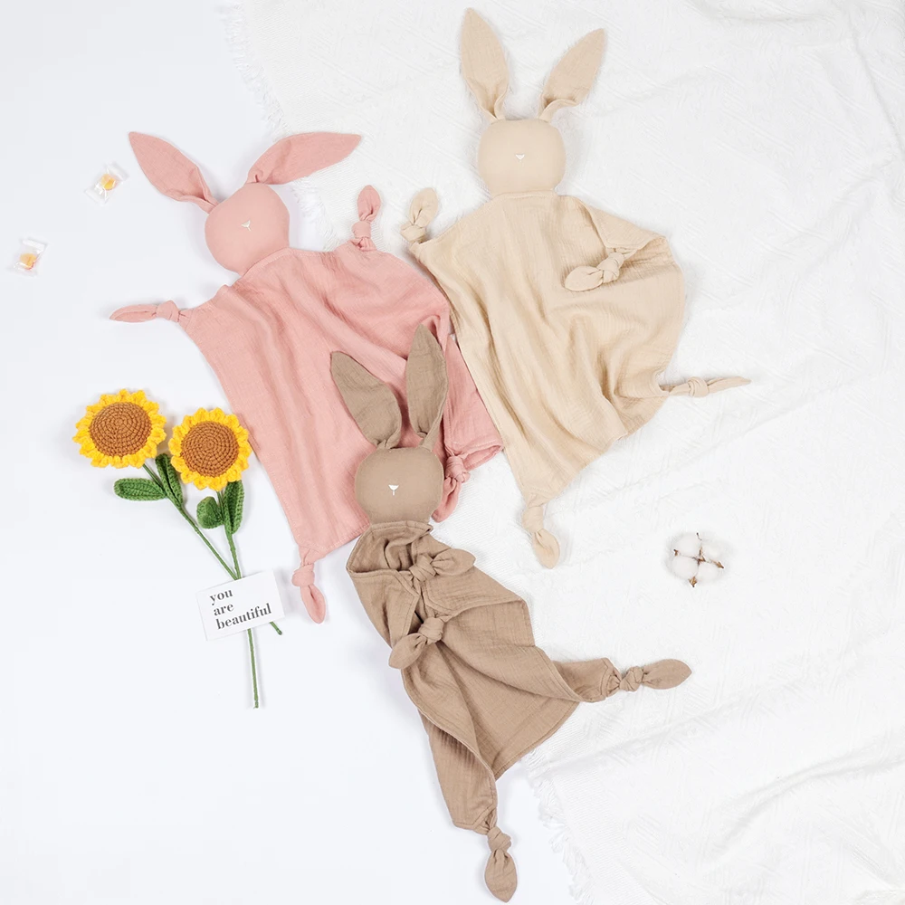 Baby Cotton Muslin Comforter Blanket Soft Newborn Sleeping Dolls For Kids Fashion Sleep Toy Soothing Towel Bibs cotton muslin blanket,swaddle blanket,cotton gauze blanket