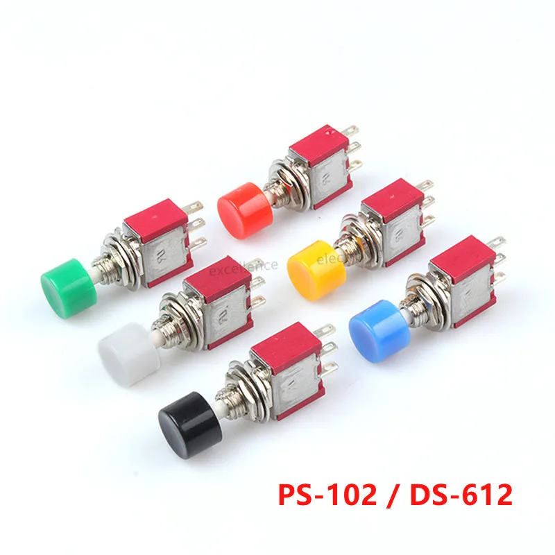 

5Pcs PS-102 DS-612 3Pin 6mm Mini Momentary Automatic Return Push Button Switch ON-(ON) 2A 250VAC/5A 120VAC Toggle Switches