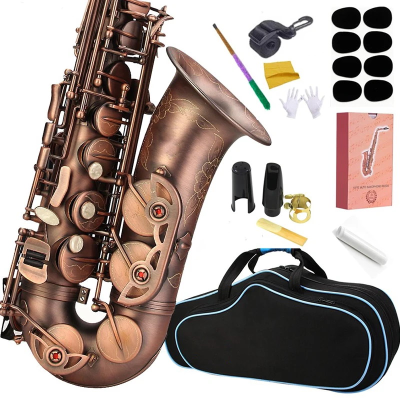 

High Quality Saxophone Alto Sax 54 Professional E-flat Alto Saxophone Musical Instruments Saxophone Antique Copper Simulation