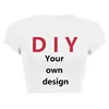 Diy Your Own Design Print Pattern Customize Summer Short Sleeve O Neck Solid Color Cropped Navel Women Crop Tops Fashion T-Shirt 1