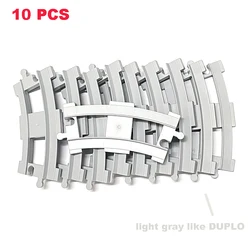 Children's Large Building Block Train Set with Creative Track Accessories (Light gray C rails)