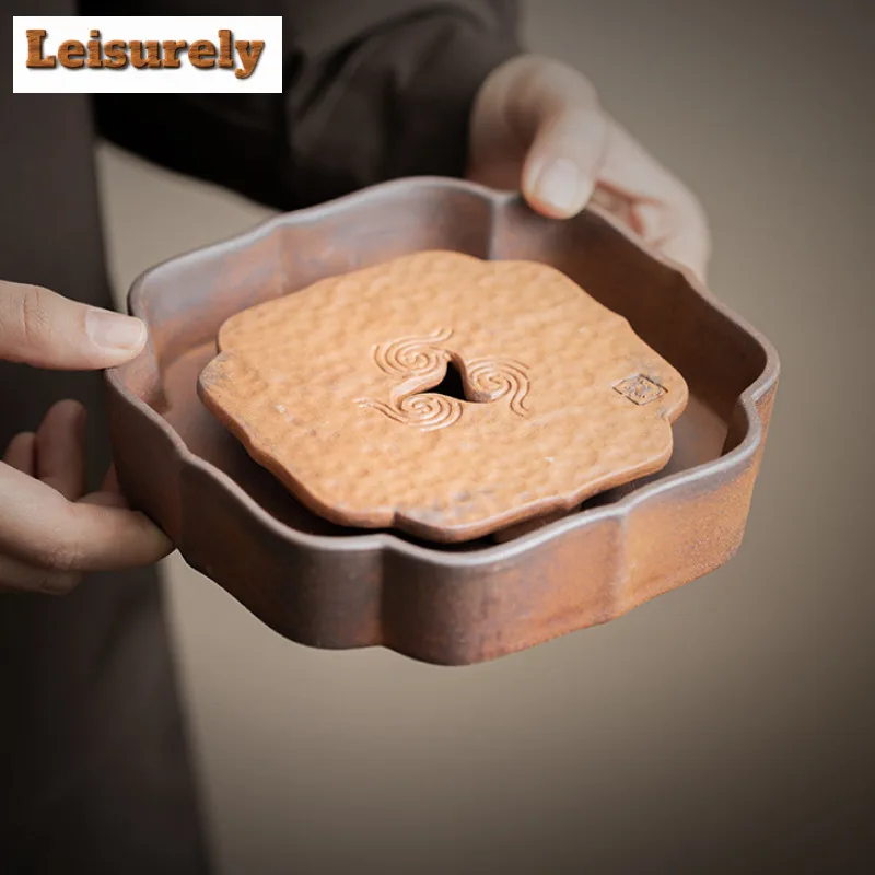 Old Rock Mud Auspicious Cloud Pot Bearing Holder Teacup Support Water Storage Dry Soaking Table Tea Tray Coasters  Accessories