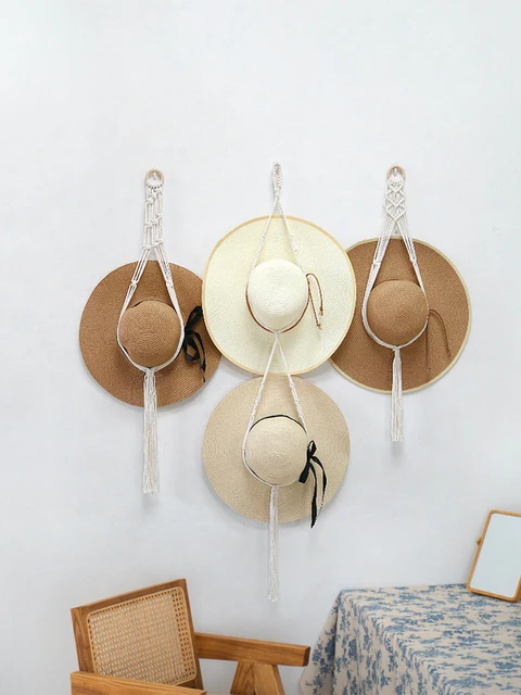 Porte-chapeau en macramé, style Boho, présentoir mural, style