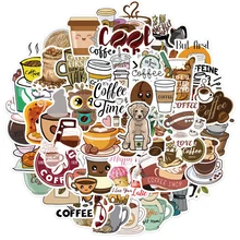 

10/30/50PCS Cartoon Coffee Graffiti Sticker Luggage Case Laptop IPad Guitar Skateboard Water Cup Waterproof Sticker Wholesale