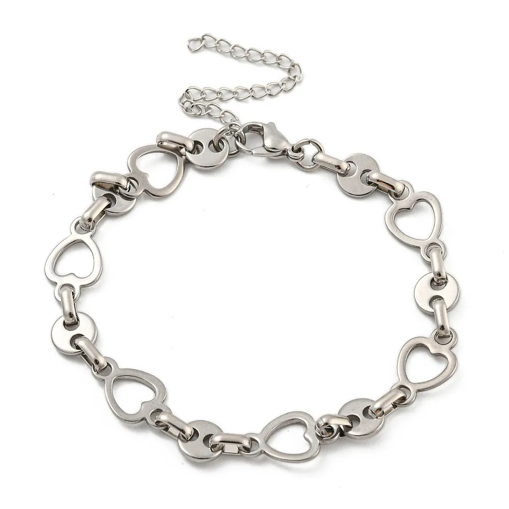 PandaHall 20 Stück Anlaufbeständige 304 Edelstahl Herz-Gliederketten Armbänder für Männer und Frauen Täglicher Schmuck – Detail 3