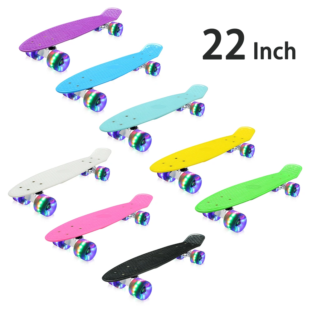 Ridge Skateboards - 22Cruiser con Griptape - Skateboard Completo- Bianco/Nero
