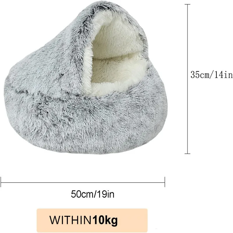 2 in 1 Plush Donut Cuddler Nest Warm Soft Calming Dog Cat Nest Puppy Bed with Cozy Sponge Non-Slip Bottom for pet Small cat Dogs 4