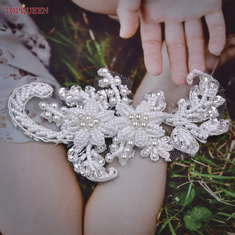 African lace fabric Floral Beaded Patches Bridal Lace Sewing Fabric Applique Pearl Tulle DIY Wedding Dresses Decoration Accessories