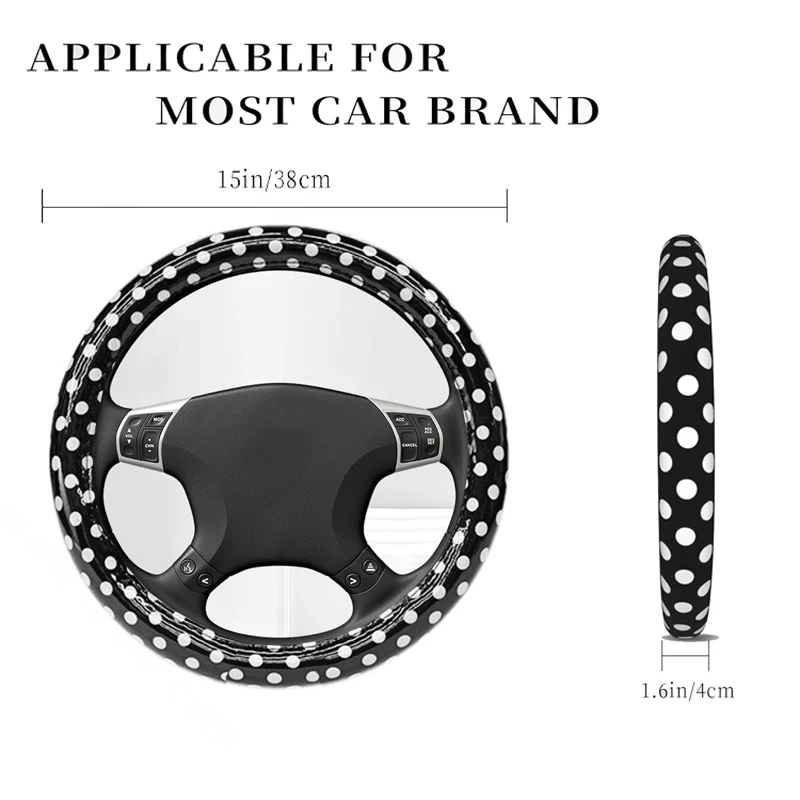 Coprivolante per Auto 38cm in Pelle PVC, Decorazione Universale a Pois, Accessorio per Automobile - Image 6