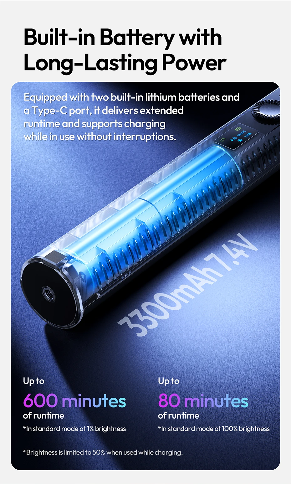 B15RGB 15W Magnetic Tube Light Handheld Led Stick Light 1800-9000K CCT 3300mAh f