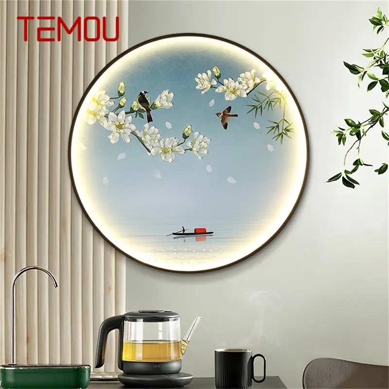 

TEMOU Indoor Wall Lamps Fixtures LED Chinese Style Mural Creative Bedroom Light Sconces for Home Bedroom