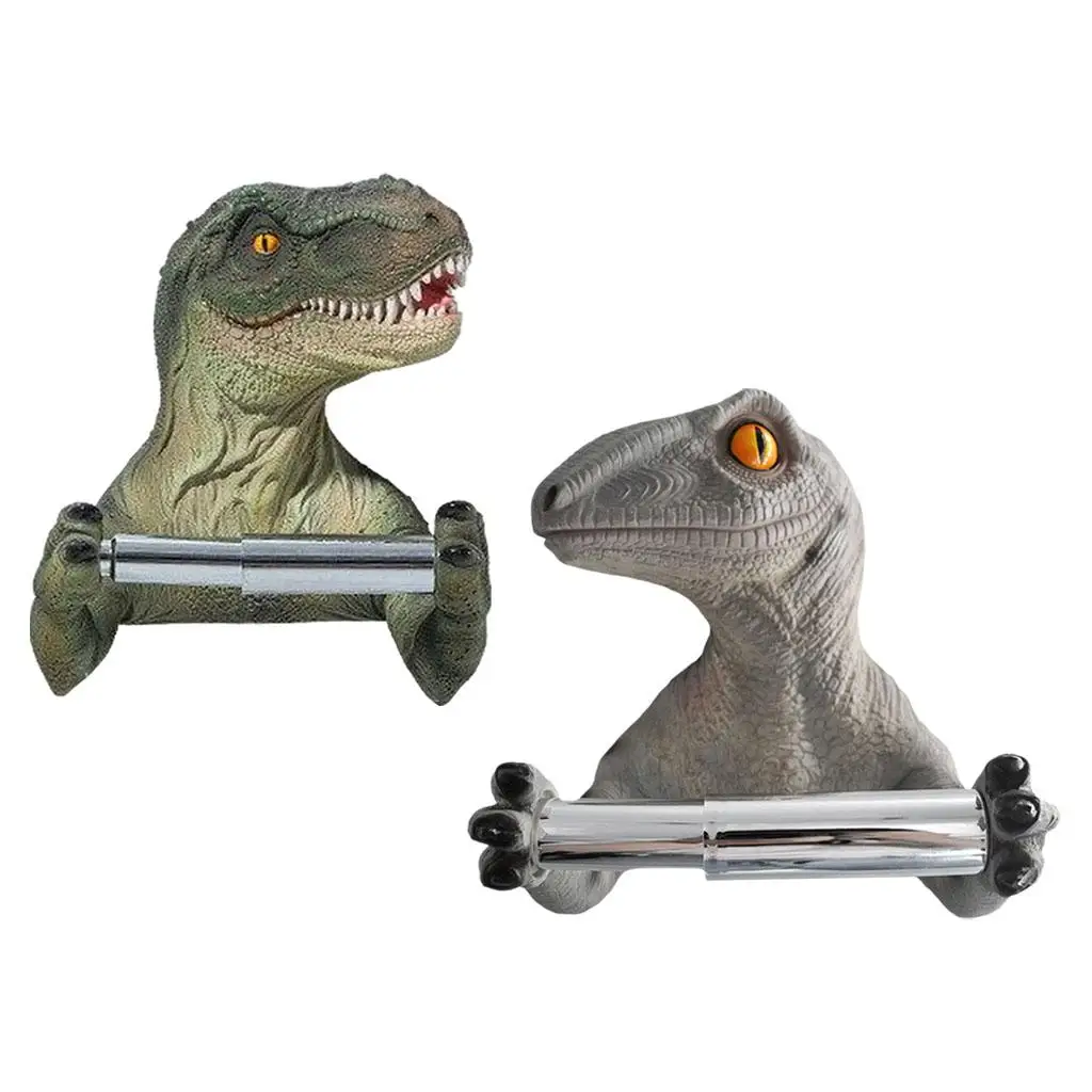 3D Dinosaur Holder Roll Paper Storage Rack paper towel holder toilet paper holder toilet paper rack toilet roll holder paper towel rack tissue holder For Bathroom Shower Room Wall Mounted Toilet Paper Holder Tissue Rack