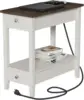 Farmhouse End Tables Living Room Set of 2, Narrow Side Table with Charging Station, White Sofa Bedside 6