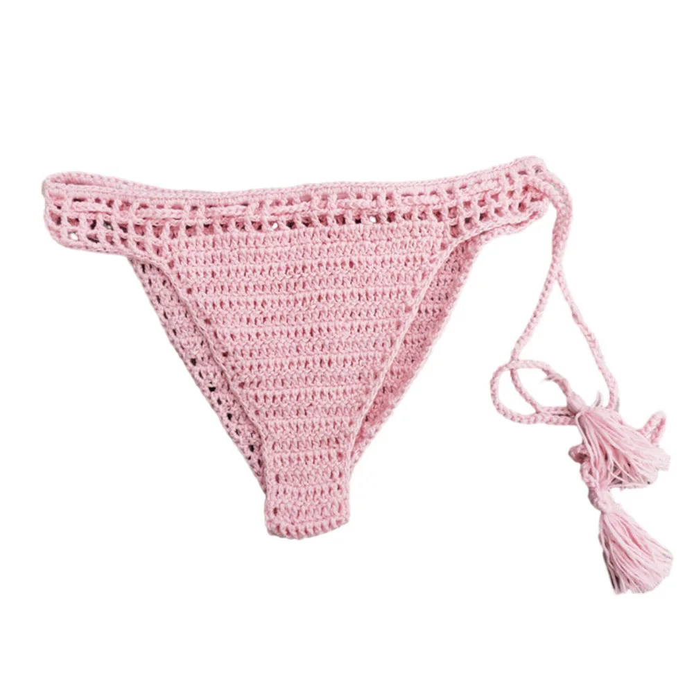 Thongs Briefs Hand Crochet Drawstring Holiday Low Rise Pool Summer Sunbathing Swimming Vacation Beach High Quality