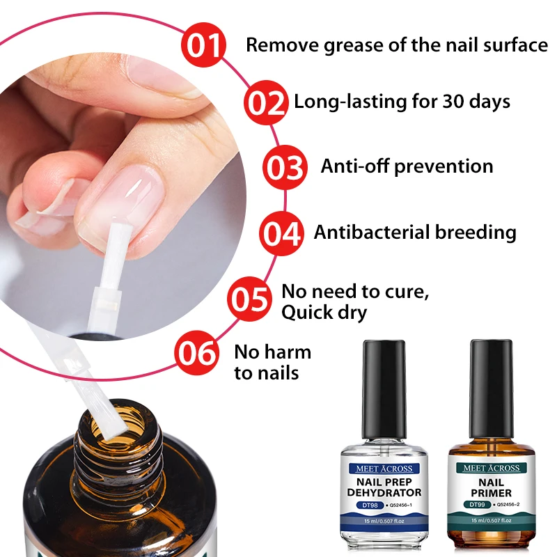 15ml Nail Primer Nail Prep Dehydrate Kit With 7ml Base Gel Top Coat Long Lasting Nail Art No Need Of UV LED Lamp Gel Polish Set 4