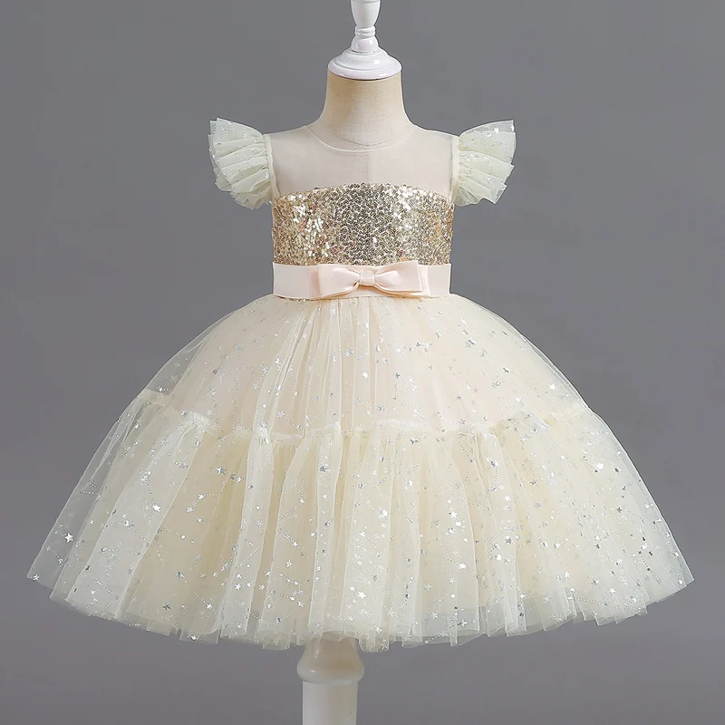

Girl's dress skirt Little child's net gauze pompadour skirt small flying Sleeve dress Short skirt Princess skirt Dinner skirt C5