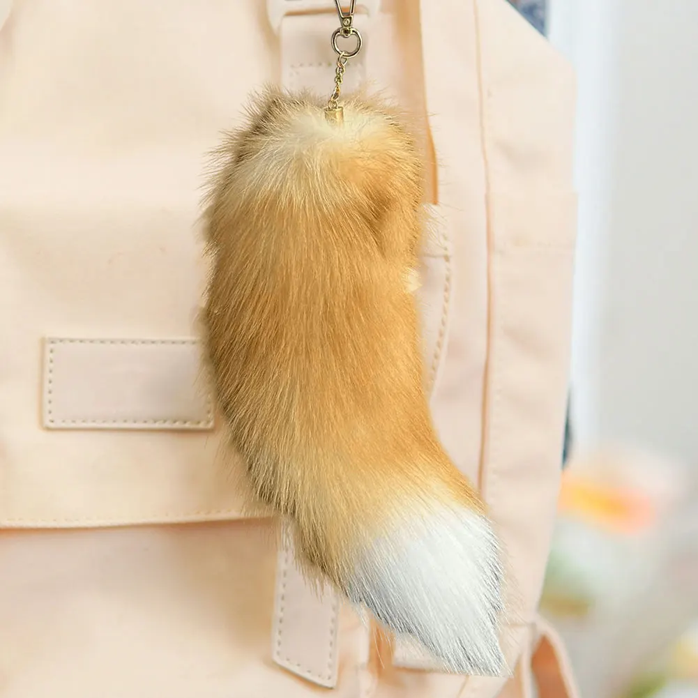 Phone Keychain Phone Number Plate Keychain Cat Keychain Jewelry Huge Fluffy Faux Fur Fox Tail Keychain Therian Tail Fox Keychain for Women Girl