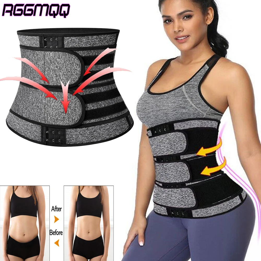 1PCS RGGMQQ 네오프렌 땀 허리 트레이너 코르셋 트리머 셰이퍼 벨트 여..